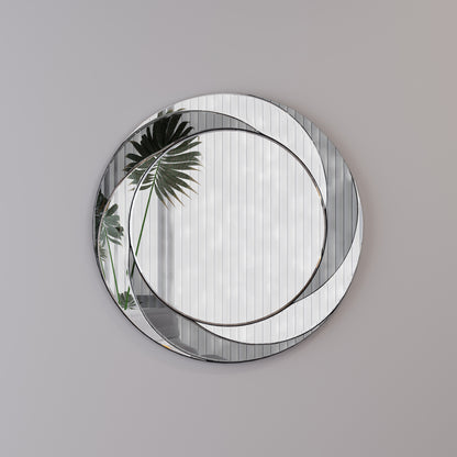 24 inch Wall-Mounted Silver Decorative Round Wall Mirror