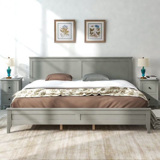 Lisbon Gray Solid Wood King Platform Bed