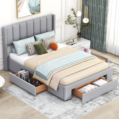 Lined Storage Full Bed (gray)