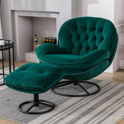 Marsh Green Accent Chair with Ottoman