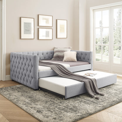 Fluff Light Gray Daybed with Trundle (full/twin)