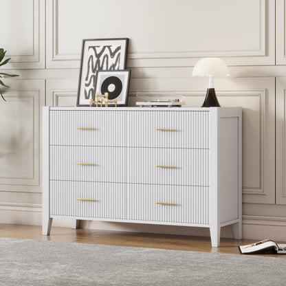 Stripe 6 Drawer Dresser (white)