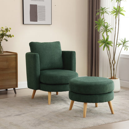 Benson Green Accent Chair with Ottoman