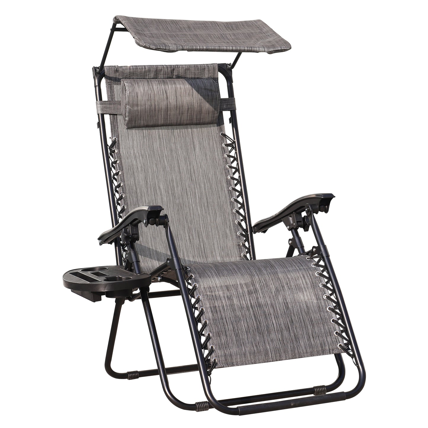 Gray Lounge Chair Adjustable Recliner w/Pillow