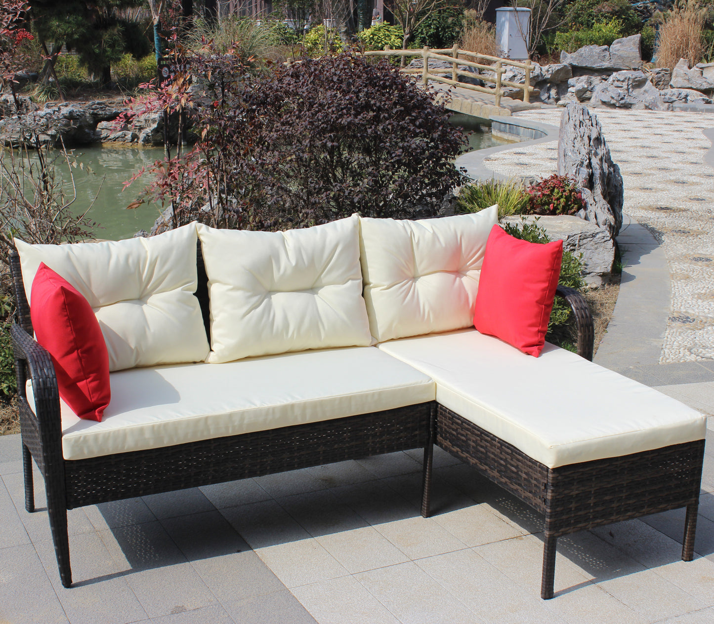 Outdoor 2 Piece Beige Conversation Set