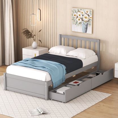 Sophie Gray Twin Platform Bed with 2 Drawers