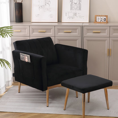 Sandra Black Adjustable Accent Chair with Ottoman