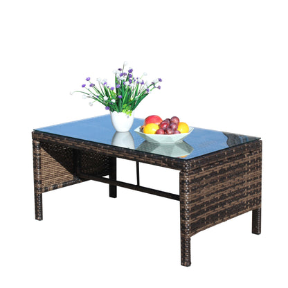 Outdoor Coffee Table with Clear Tempered Glass