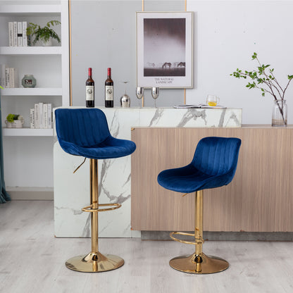 Wave Adjustable Bar Stools Set of 2 (navy)