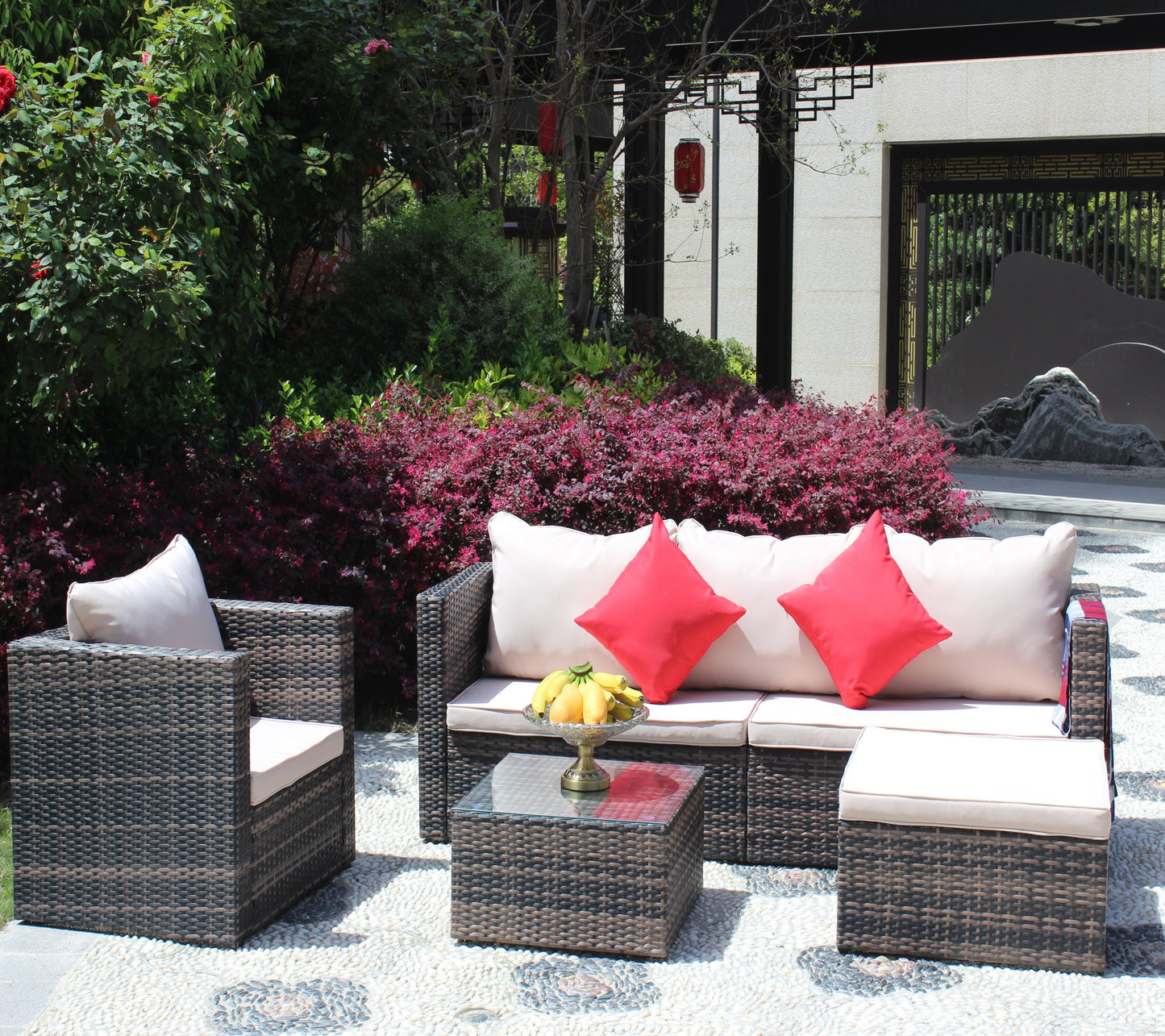 4 Piece Rattan Outdoor Seating Set