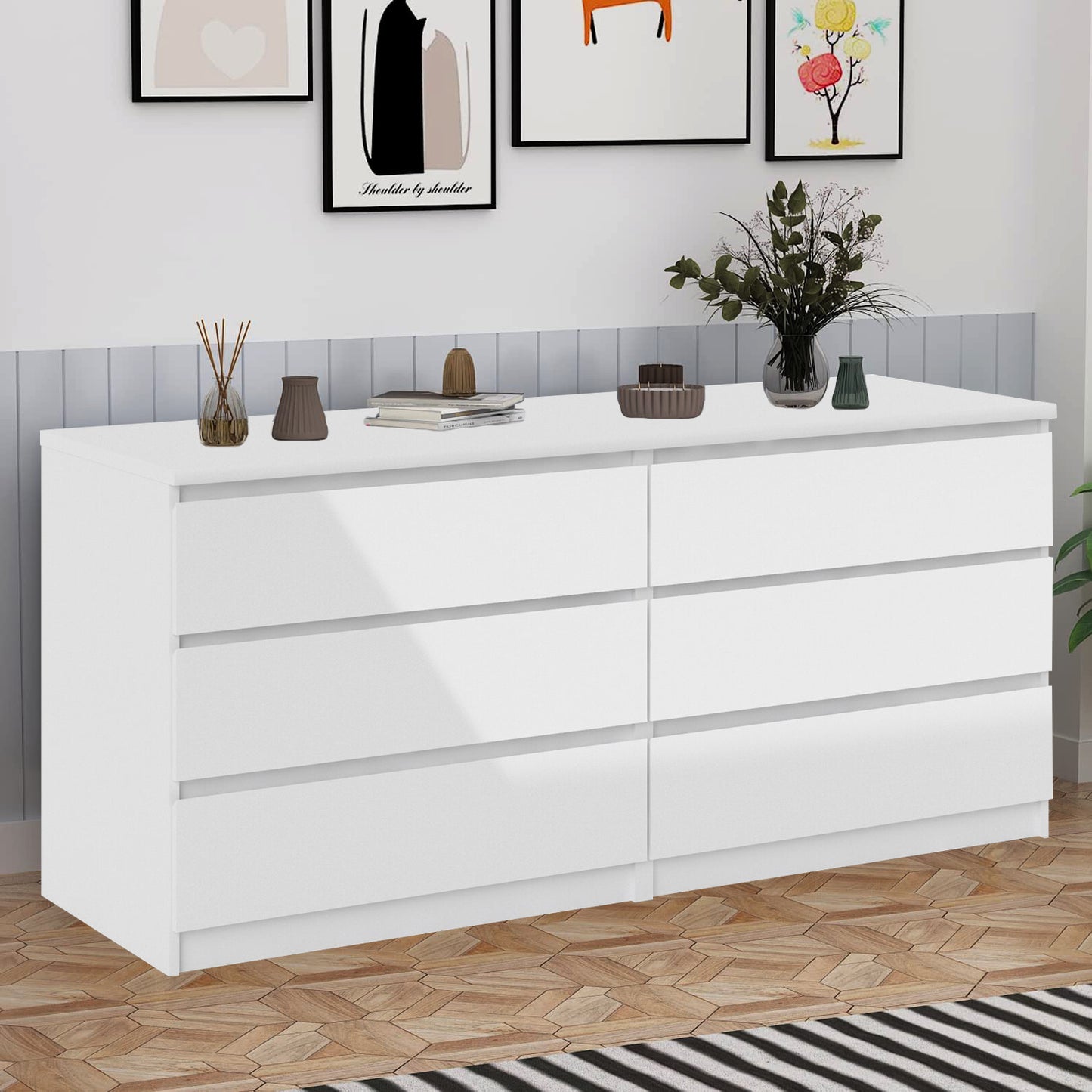 6 Drawer Double Dresser (white)