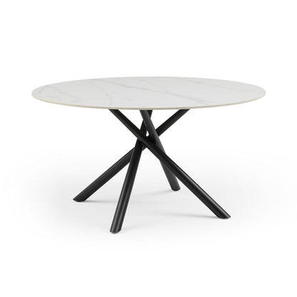 53.15" Modern Round Dining Table White Sintered Stone