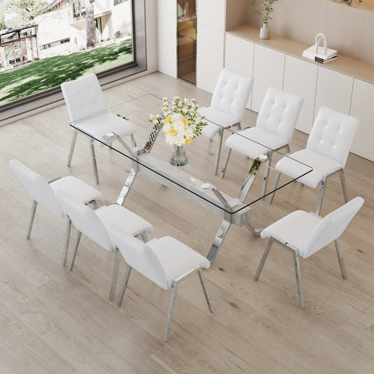 Nicolette 8-Piece Dining Table (white chairs)