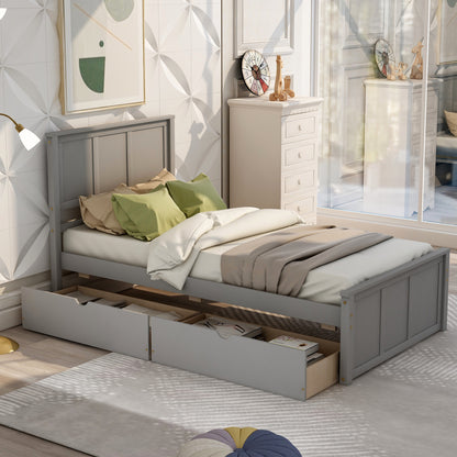 Gray Twin Platform Storage Bed