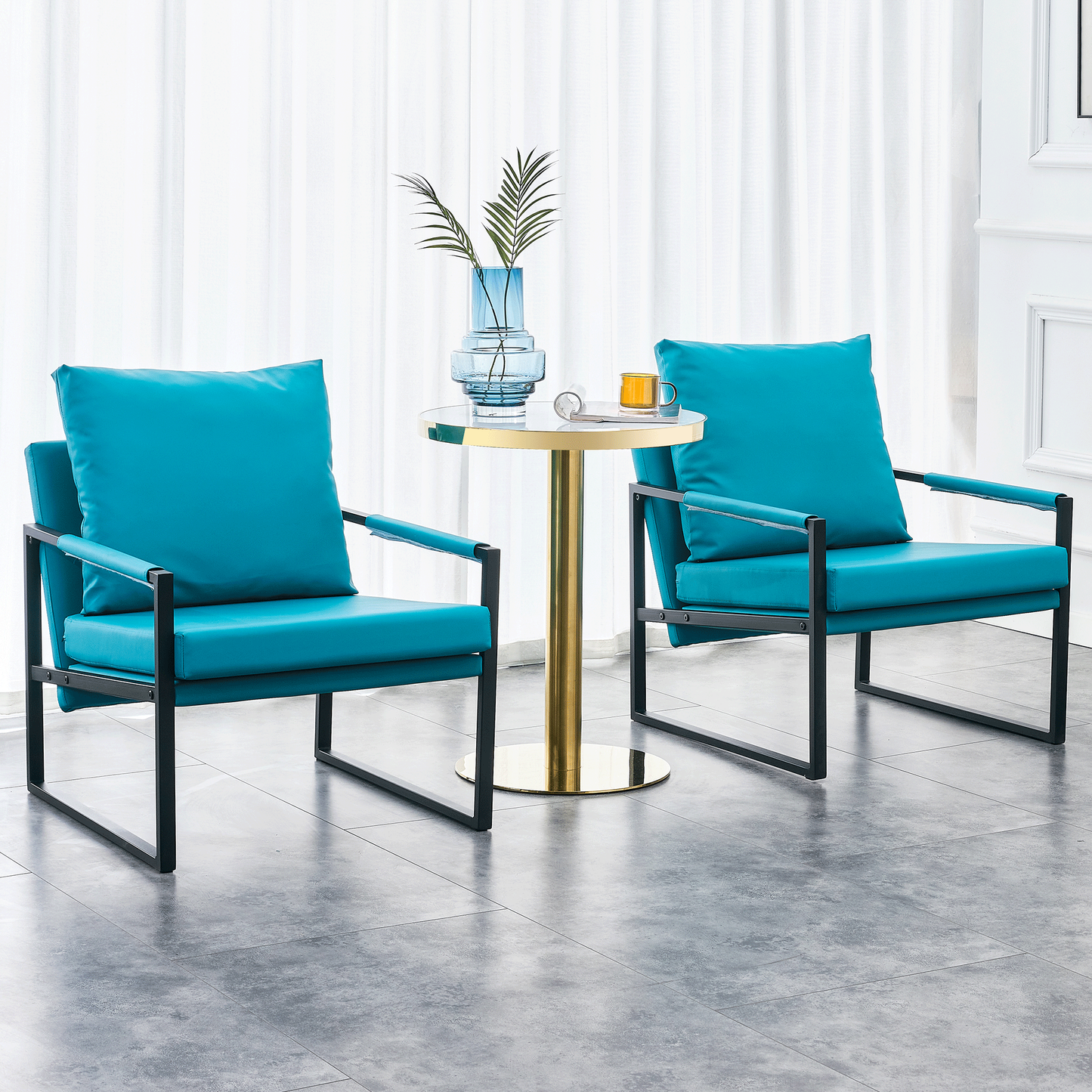 Alexis Cyan Accent Chairs, Set of 2