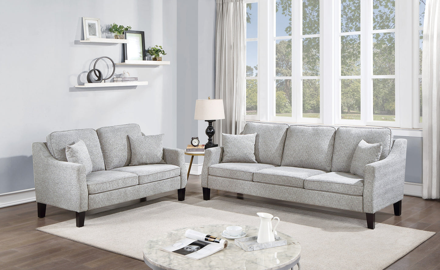 Dahlia Gray 2 Piece Sofa And Loveseat Set