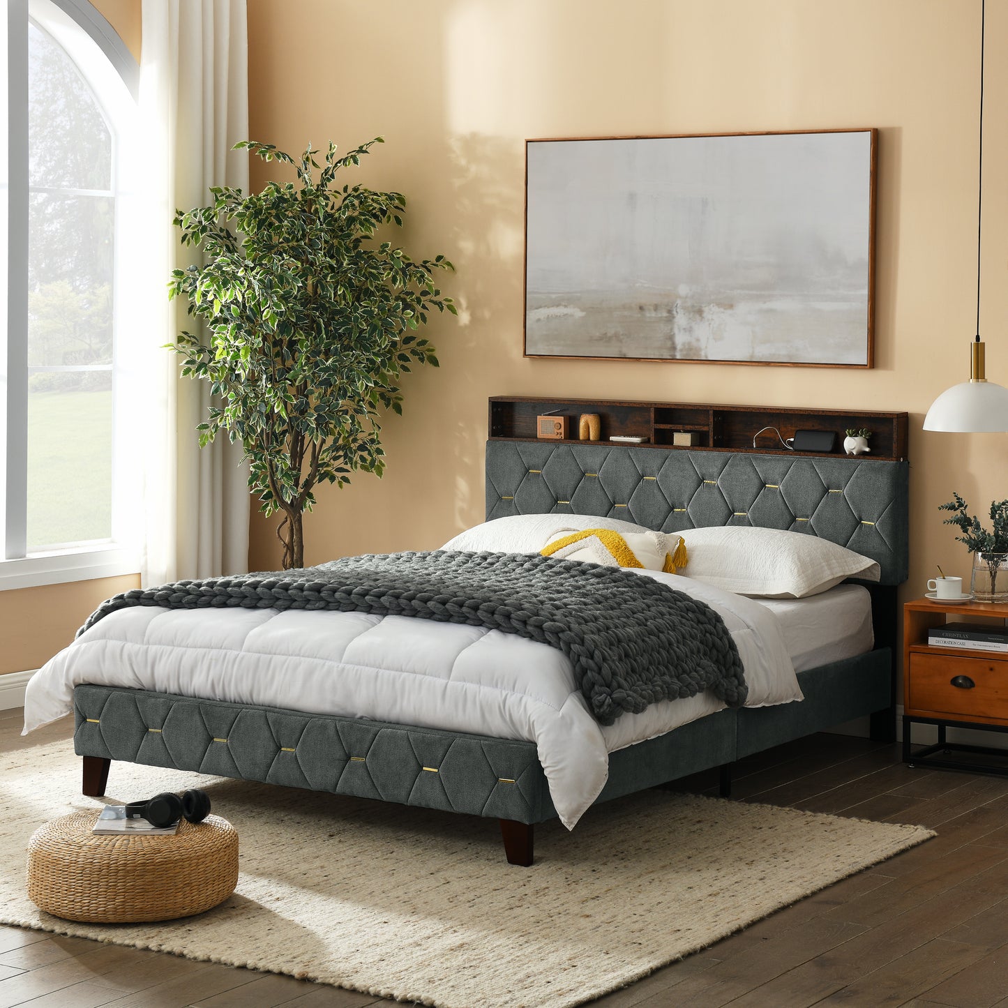 Evie Queen Bed (gray)