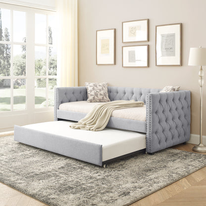 Fluff Light Gray Daybed with Trundle (twin/twin)