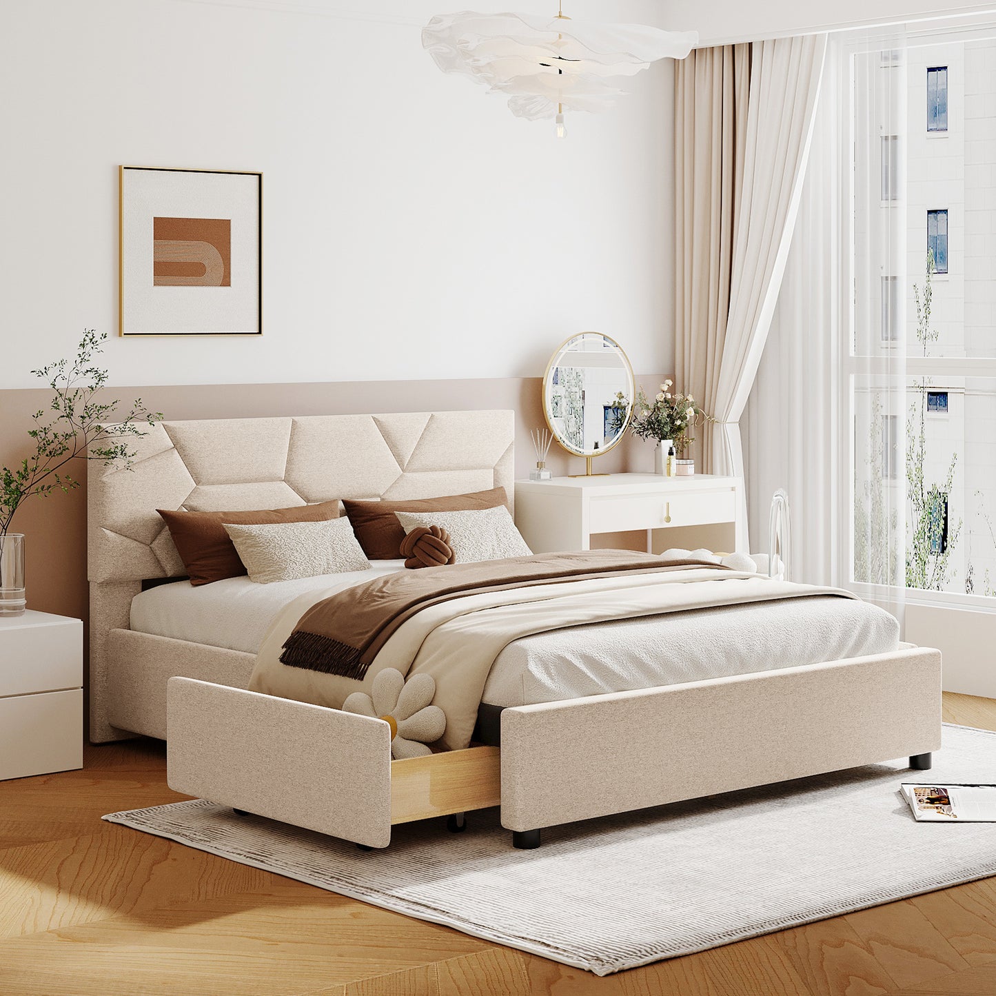 Maia Queen Bed (beige)