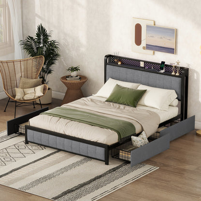 Janet Queen Bed (light gray)