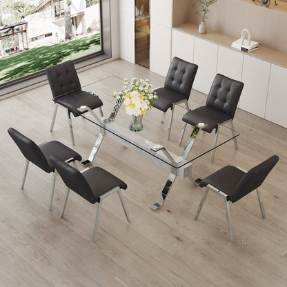 Nicolette 6-Piece Dining Table (black chairs)