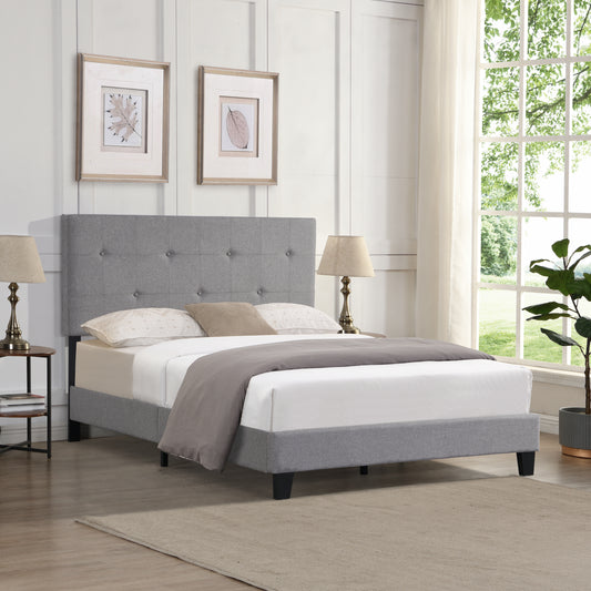 Simple Full Size Upholstered Platform Bed (gray)