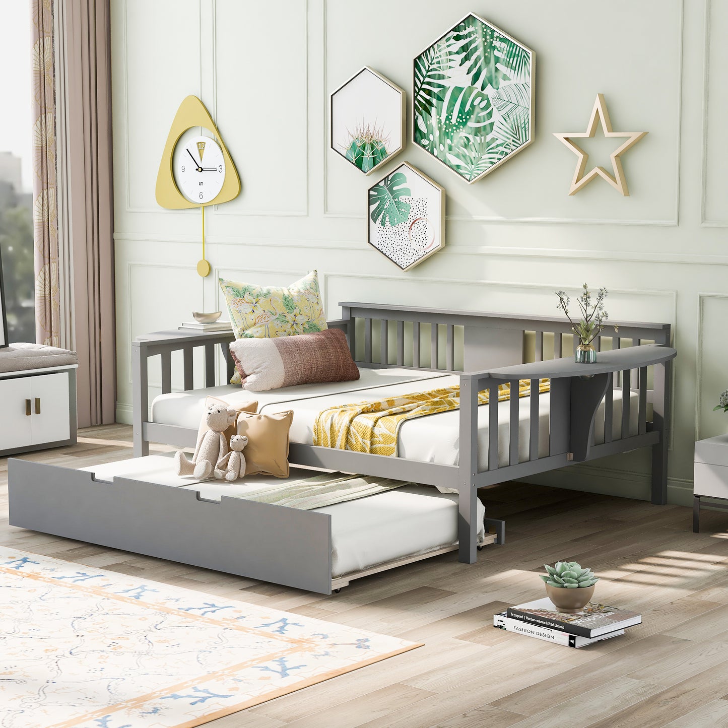 Wooden Gray Daybed with Trundle (full/twin)