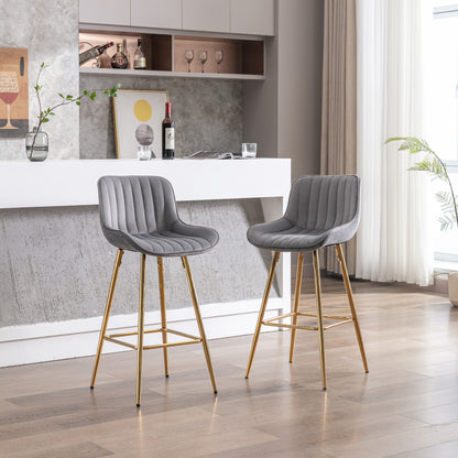 26" Set of 2 Bar Stools (gray/gold)