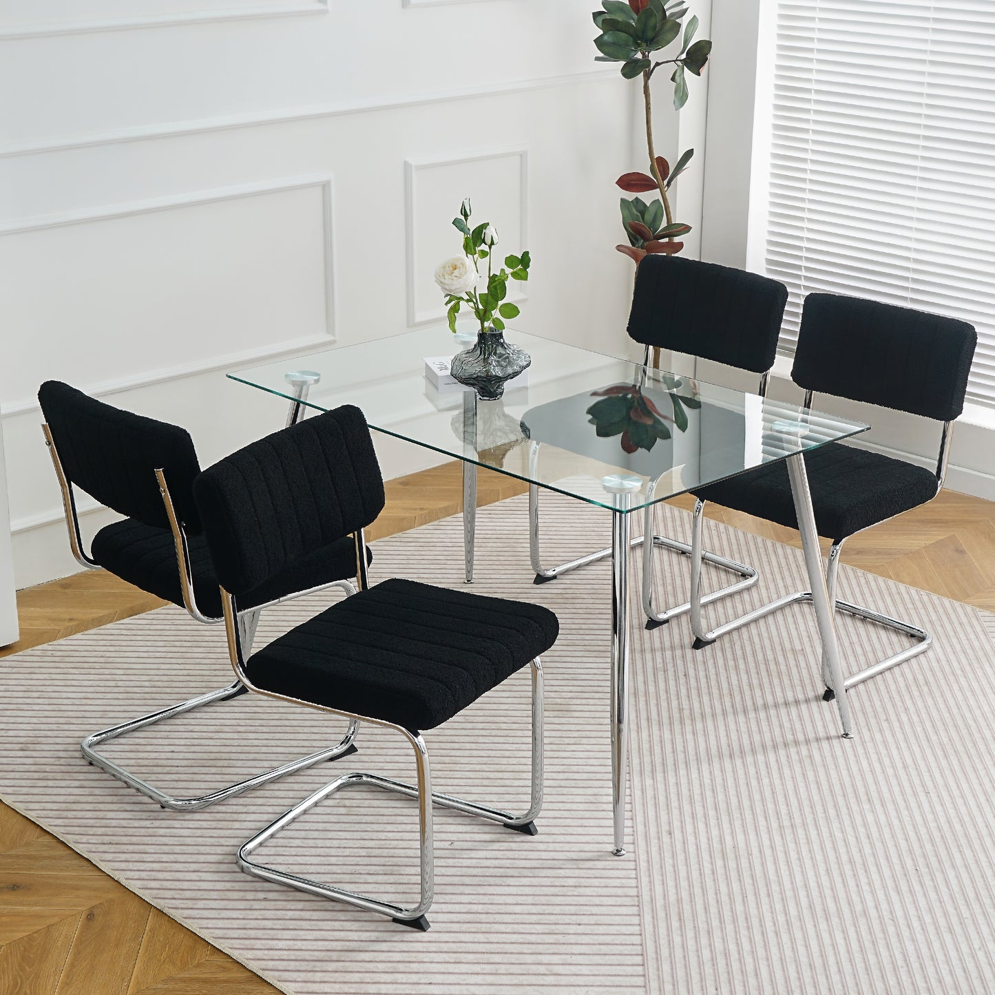 Modern Luxury Dining Chair Set of 4(black/gray)