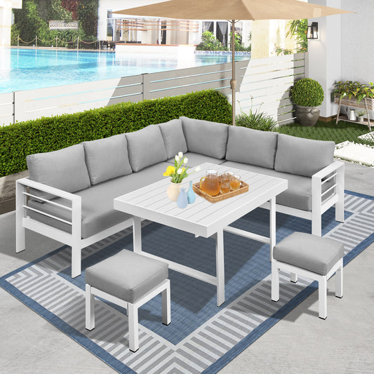 Dolores 6-Pieces Outdoor Dining Set (light gray)
