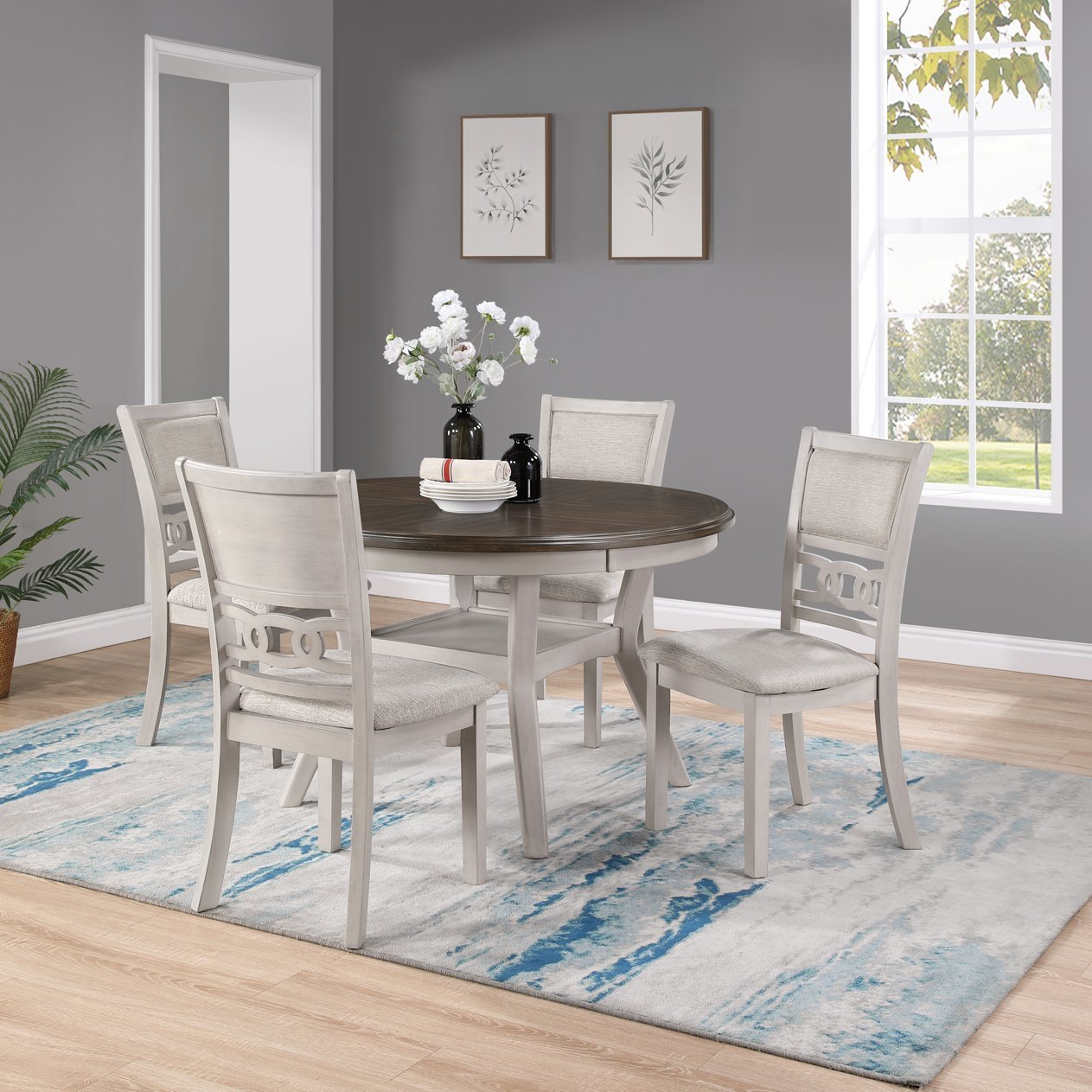 Twist 5-Piece Dining Table - Antique White Two-Tone