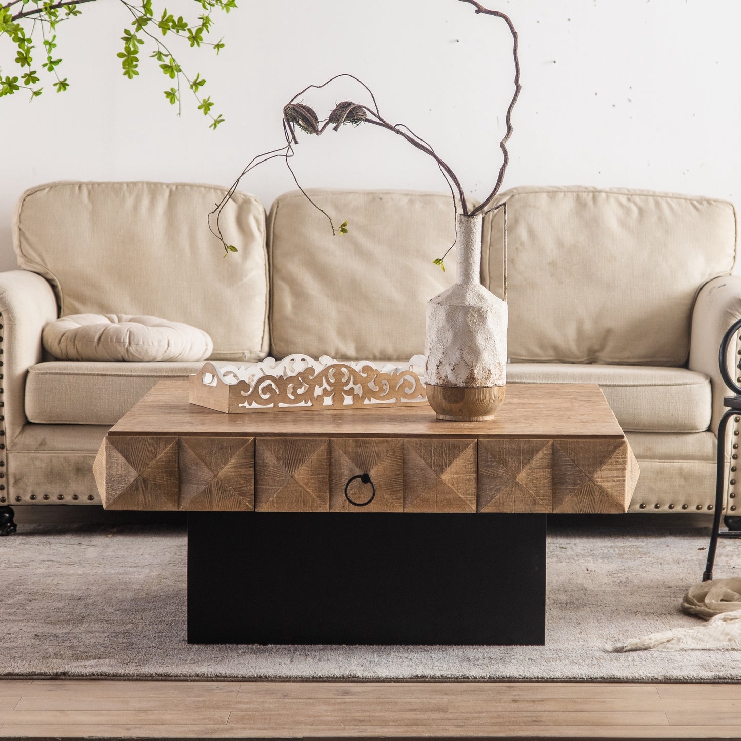 41" Three-dimensional Square Retro Coffee Table