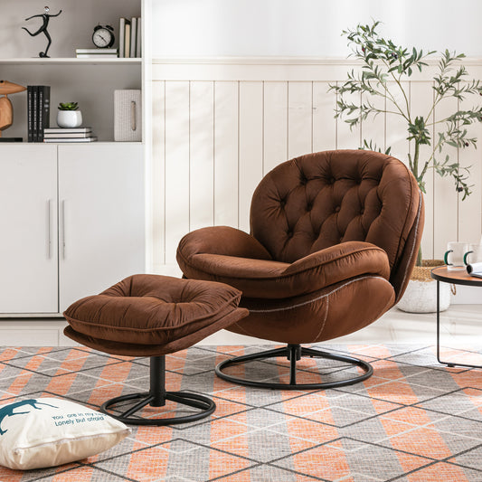 Marsh Brown Accent Chair with Ottoman