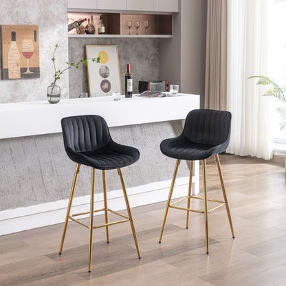 30" Set of 2 Bar Stools (black/gold)