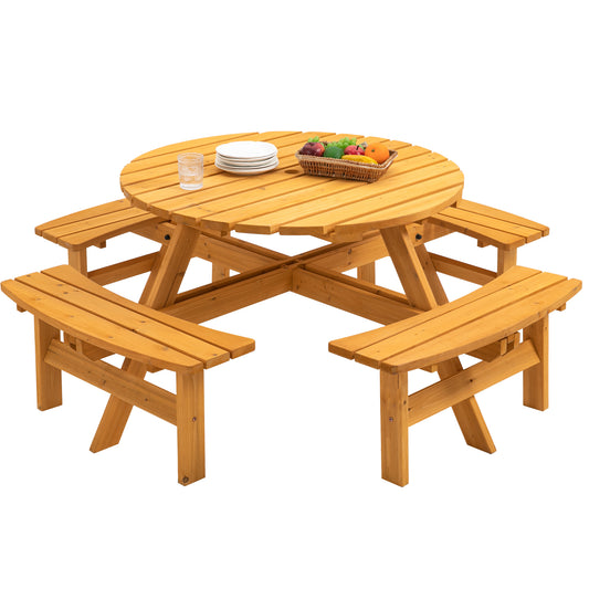 8 Person Wooden Picnic Table (natural)